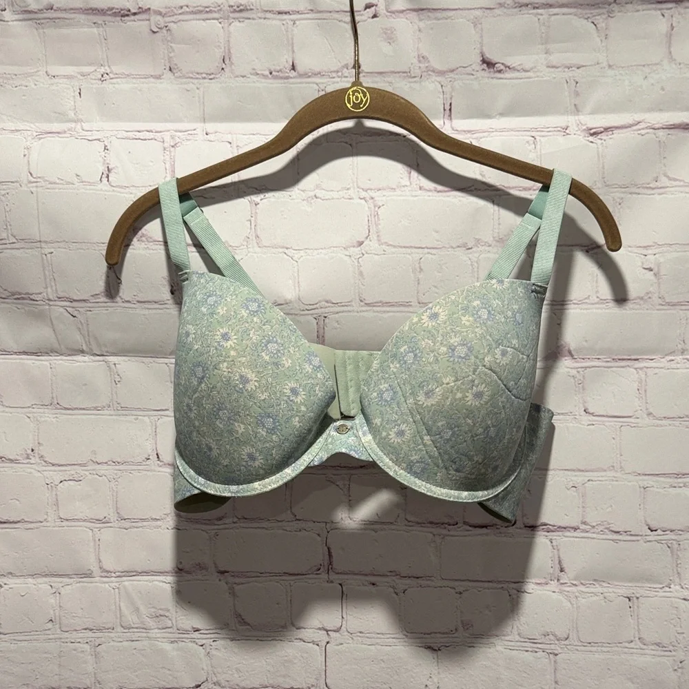 Lucky‎ Brand Sea foam Green and  Light Blue Floral Bra Woman’s size 40 C